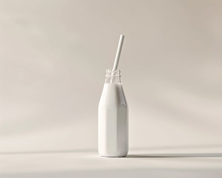 A White Bottle with a Straw photo