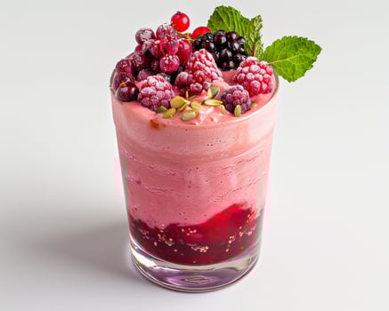 A Smoothie with Berries and Mint Leaves photo