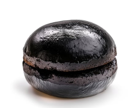 A Black Macaron with a White Background photo