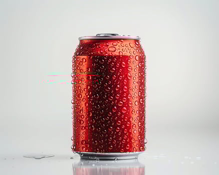 a red can of soda with water droplets on it photo