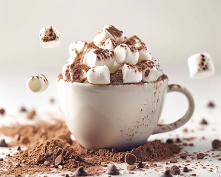 Hot chocolate with marshmallows and chocolate chips photo