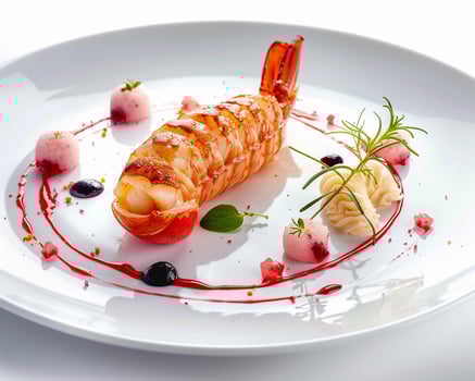 a plate with a lobster on it photo