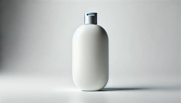 Mock up a beauty soap bottle with a button in the middle, and a white background photo