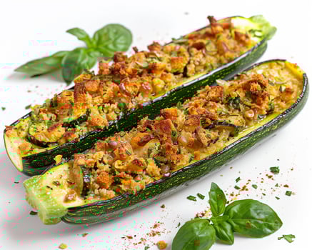 Two stuffed zucchini boats photo