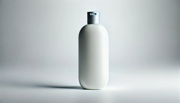 Mock up a beauty soap bottle with a button in the middle, and a white background photo