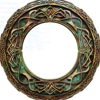 Free empty gold ornate picture frame with white background. Generated AI photo