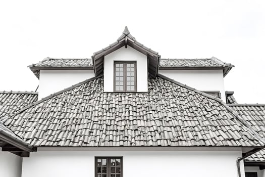 Traditional Asian Roof with White Walls photo