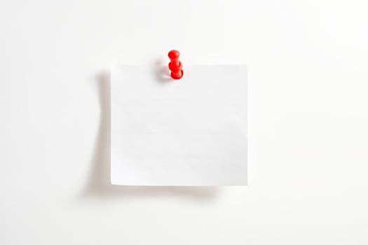 Blank Note Paper with Red Push Pin photo