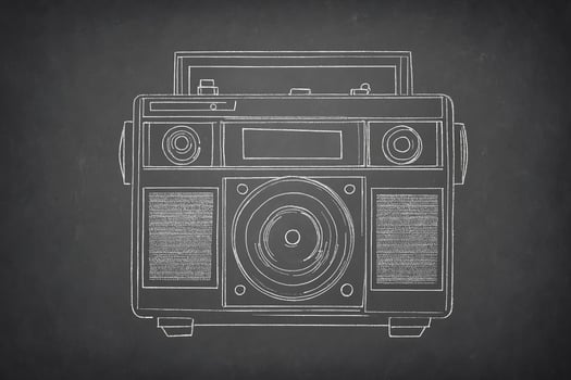 Chalkboard drawing of a boombox photo