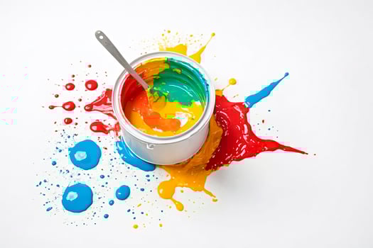 Colorful Creativity Vibrant Paint Splashes from a Can photo