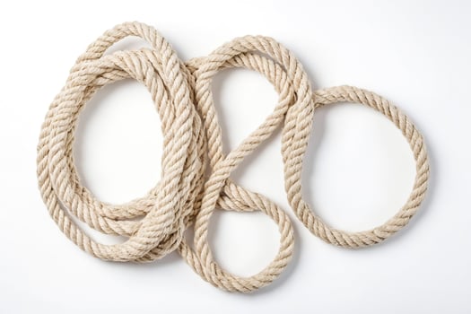 Close up of natural rope with two loops photo
