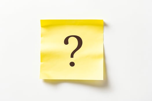 Question Mark on Yellow Sticky Note photo