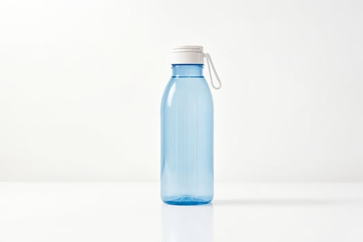 Blue Water Bottle With White Lid and Loop photo