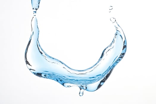 Water Splash, Blue Liquid, White Background photo