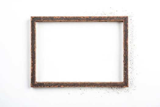 Rustic Wooden Frame with White Background photo