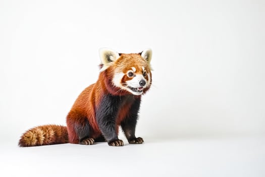 Red Panda Sitting on White Background photo