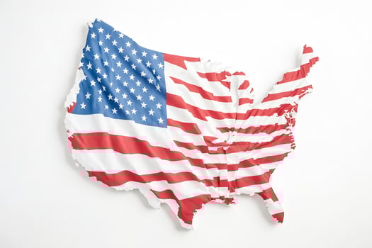 American Flag in Shape of US Map photo