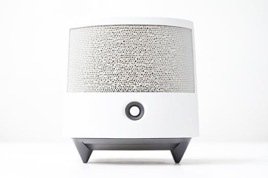 White Smart Speaker with Grey Base and Button photo