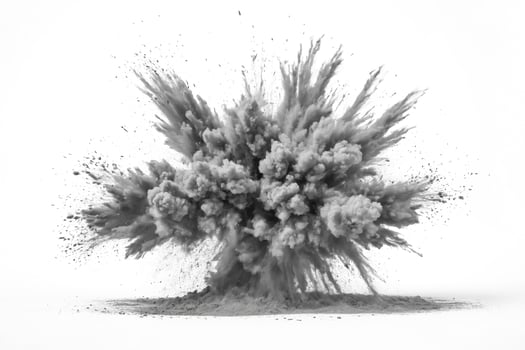 Dramatic Dust Explosion Isolated on White Background photo