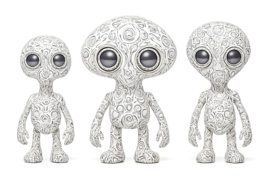 Three Cute Cartoon Aliens with Black Eyes photo