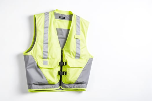 Yellow and Gray Safety Vest with Reflective Stripes photo