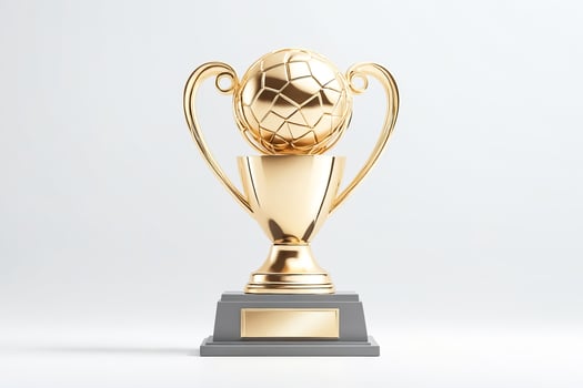 Golden trophy with soccer ball photo