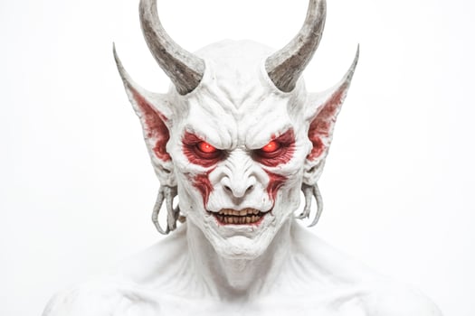 Evil Demon with Red Eyes and Horns photo