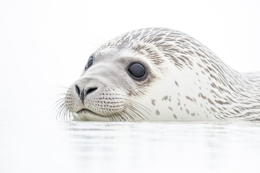 Close-up of a harbor seal's face in the water photo