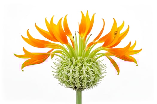 Orange Flower with Green Center Isolated on White photo