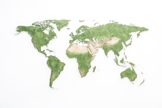 Map lands in greens on a white background. photo