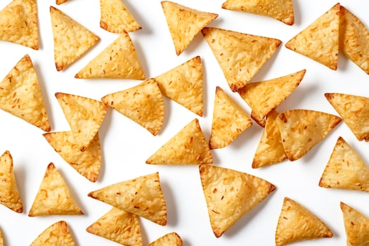 Crispy Triangle Snacks on White Background photo