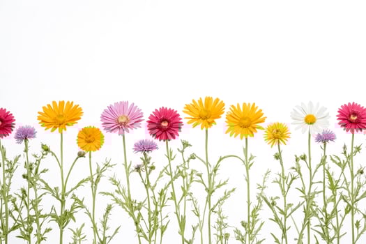 Colorful Wildflowers on White Background photo