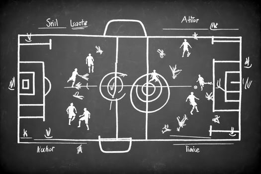 Soccer Game Play Drawn On Blackboard photo