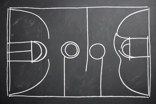 Basketball Court Drawn on Chalkboard photo