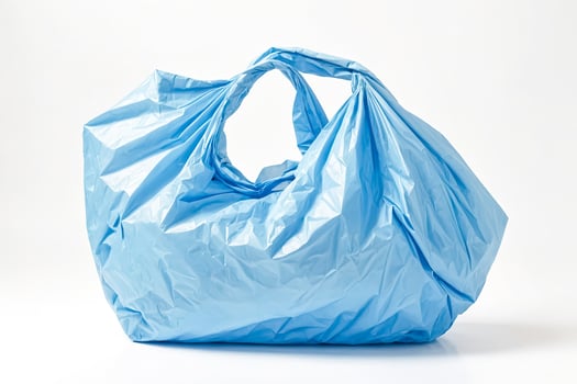 Blue Plastic Bag Isolated On White Background photo