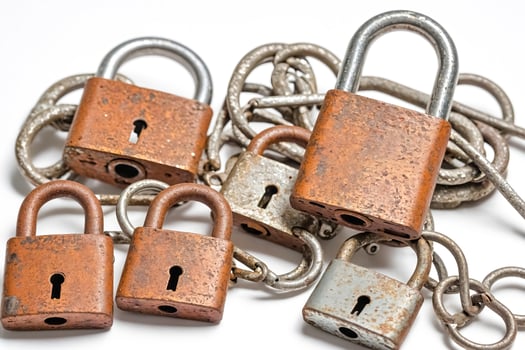 Close Up Of Rusty Padlocks With Chain photo