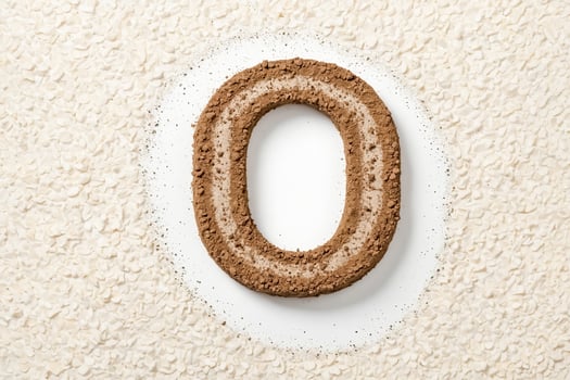 Chocolate Number Zero on White Background photo