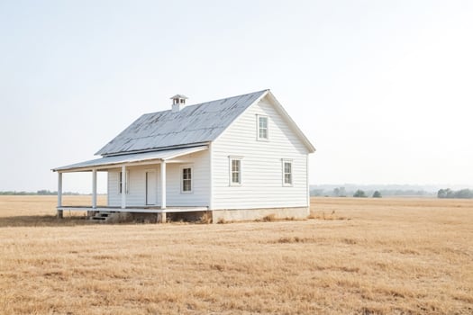 Isolated Farmhouse in a Golden Field photo