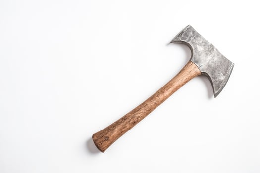 Axe with Wooden Handle on White Background photo