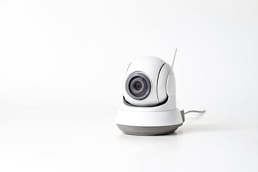 White Security Camera on White Background photo
