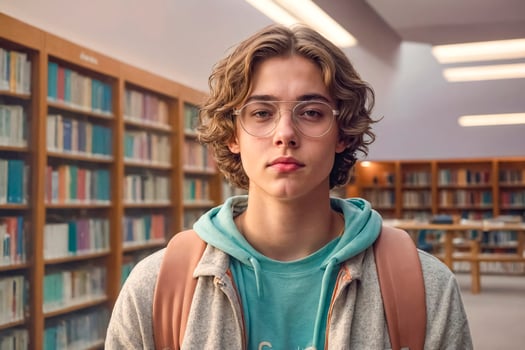 Student in Library photo