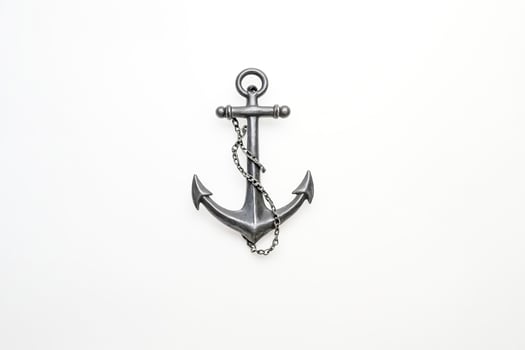 Black Anchor with Chain on White Background photo