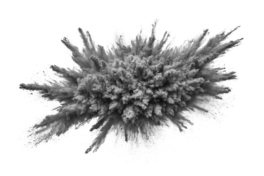 Grey Dust Explosion Isolated On White Background photo