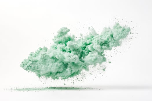 Abstract Green Smoke Cloud Explosion on White Background photo