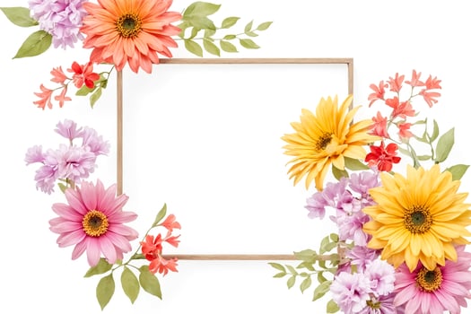 Floral Frame with Blank Wooden Frame photo