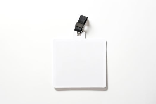 Blank White Name Tag with Black Lanyard photo
