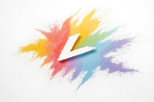 Abstract Rainbow Explosion with White Arrow photo