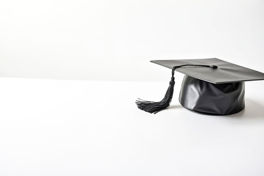 Black Graduation Cap on White Background photo