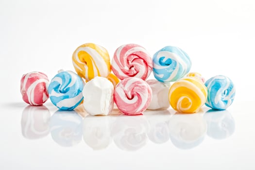 Colorful Swirled Candies on White Background photo