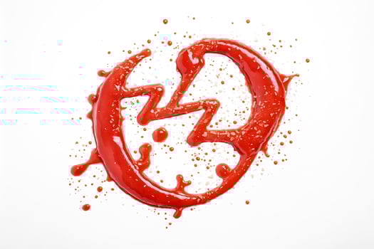 Red sauce splash on white background photo